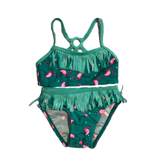 9-12 Girls Real Love Green Two Piece w/Flamingos