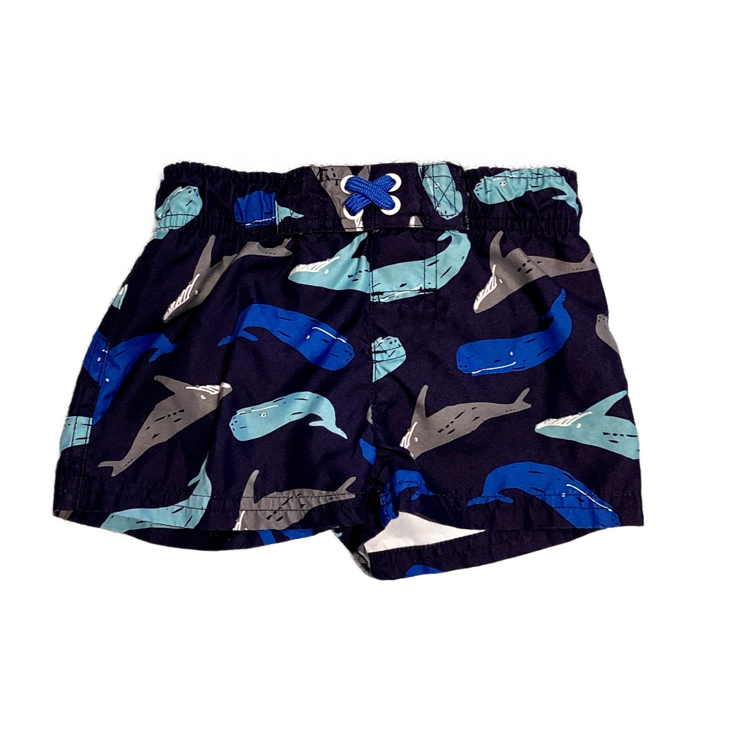 9-12 Boys Cat & Jack Navy Blue Swim Trunks w/Whales
