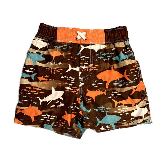9-12 Boys Circo Brown Swim Trunks w/Sharks
