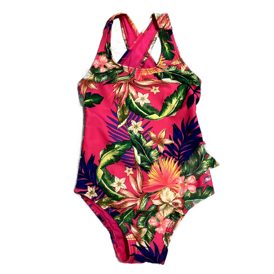 18-24 Girls Baby Gap Hot Pink One Piece w/Bold Tropical Print
