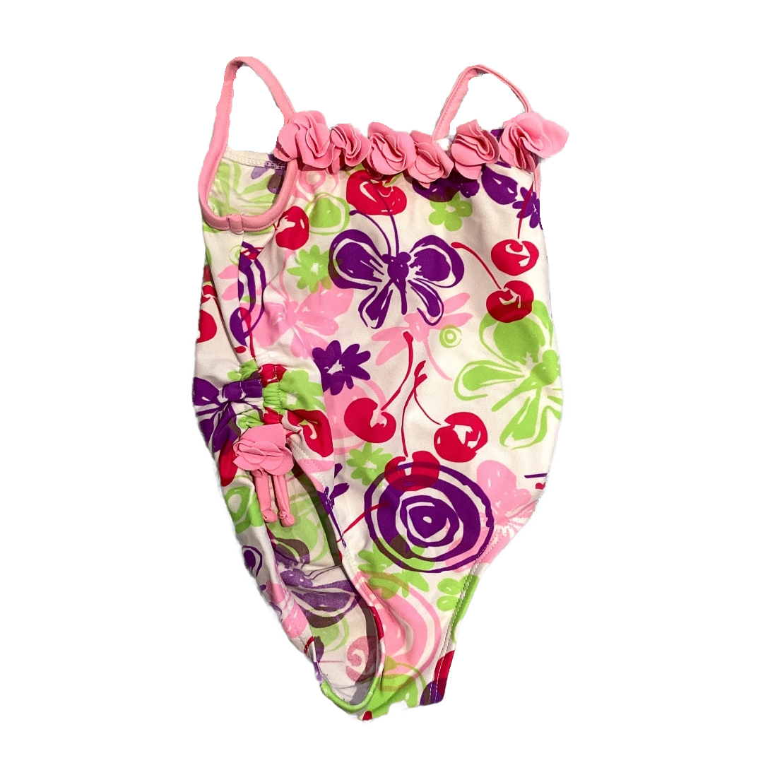 2T Girls Flapdoodles White One Piece w/Butterfly Pattern