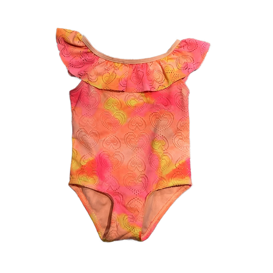 2T Girls One Piece w/Orange/Pink Ombre Overlay