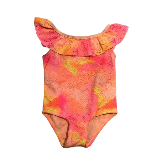 2T Girls One Piece w/Orange/Pink Ombre Overlay