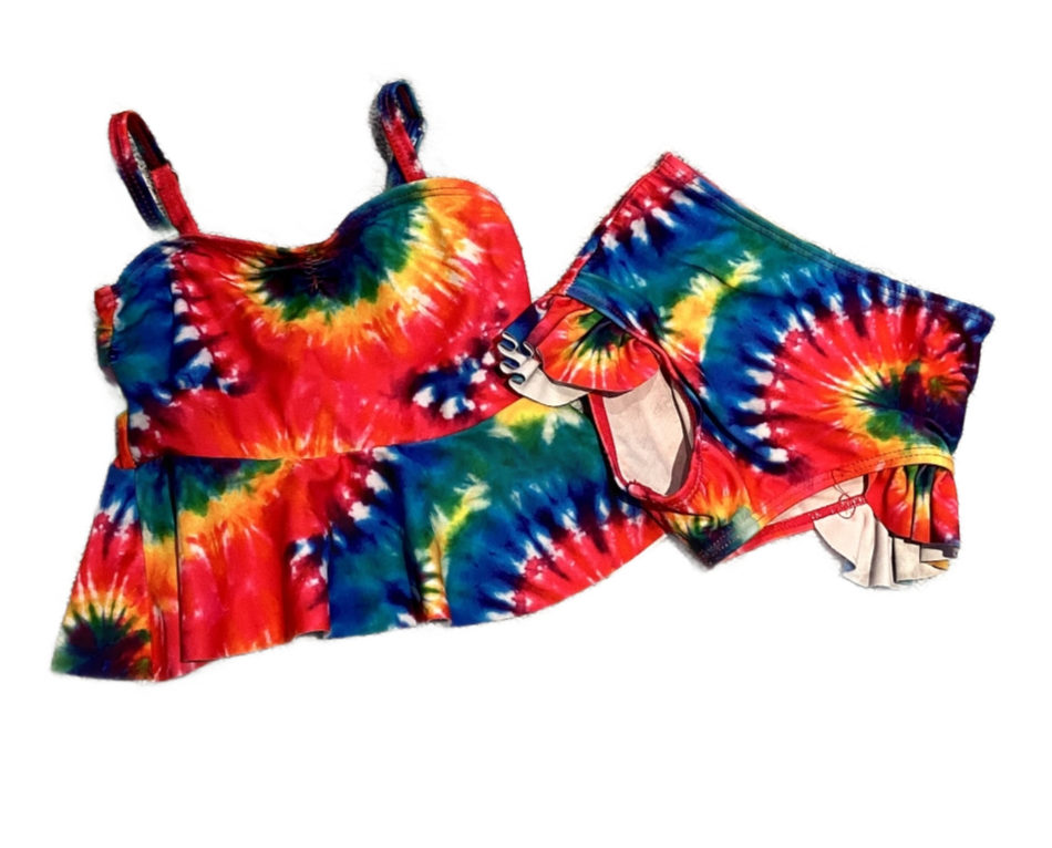 2T Girls Rainbow Tie-Dye Two Piece Swimsuit