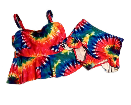 2T Girls Rainbow Tie-Dye Two Piece Swimsuit