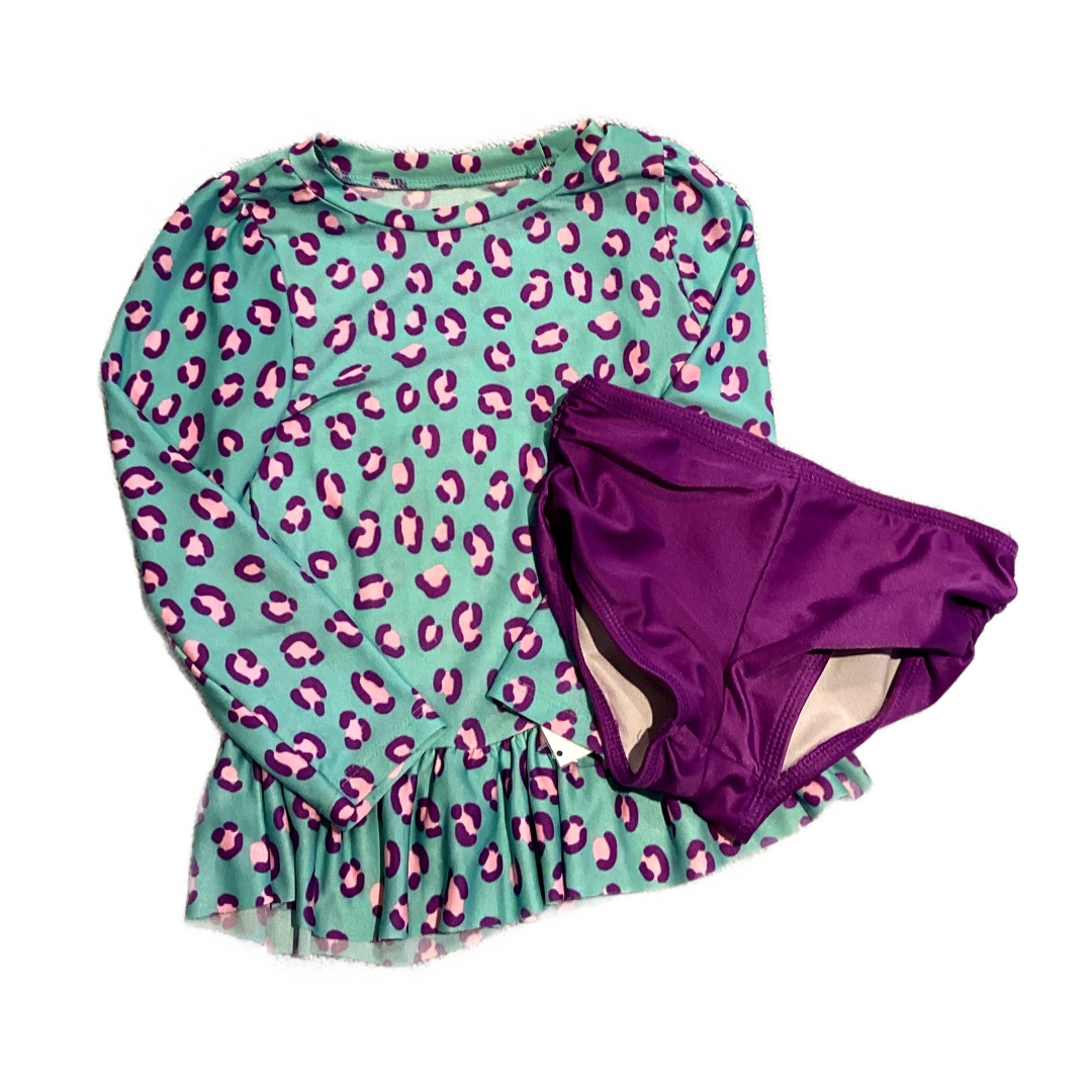 3T Girls Cat & Jack Turquoise/Purple Animal Print Swim Shirt and Bottoms