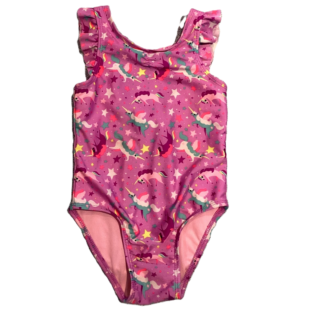 3T Girls Cat & Jack Purple w/Flying Unicorns One Piece Swimsuit