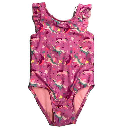 3T Girls Cat & Jack Purple w/Flying Unicorns One Piece Swimsuit