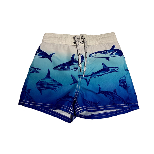 12-18 Boys Osh Kosh White/Blue Shark Trunks