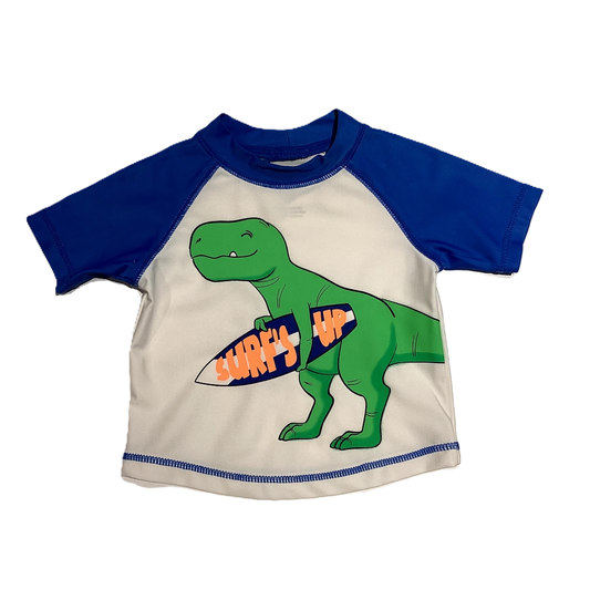 3-6 Boys Simplejoys Blue and White Dinosaur Surf Up Shirt