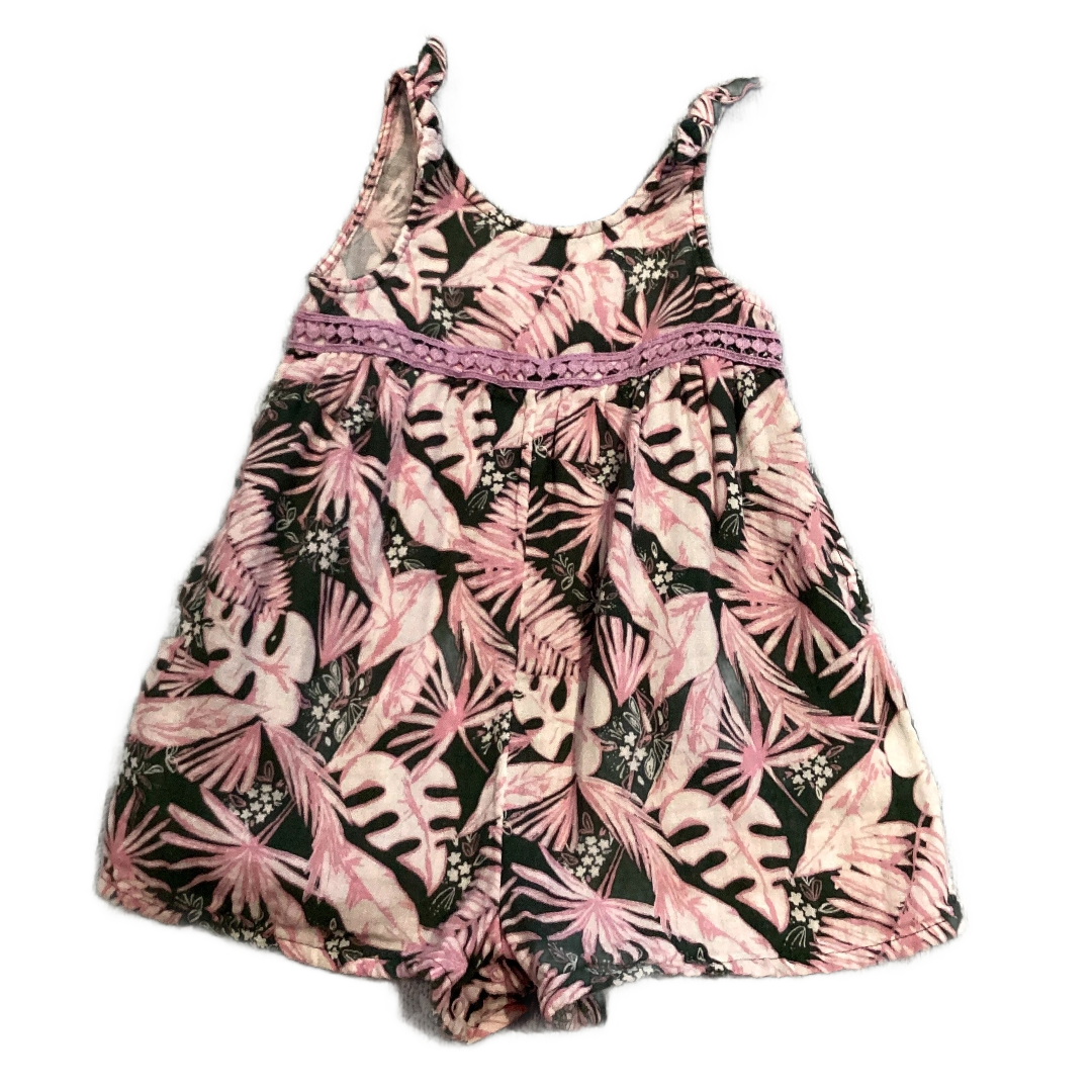 3T Girls Cat & Jack Dark Sage/Pink Tropical Romper