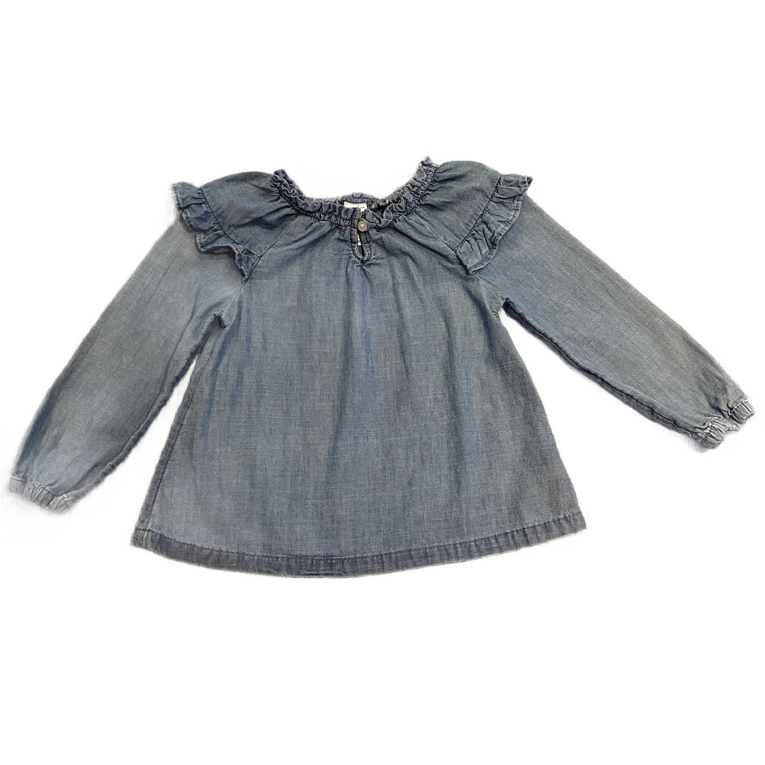 3T Girls Carter's Chambray Shirt w/Ruffled Shoulders