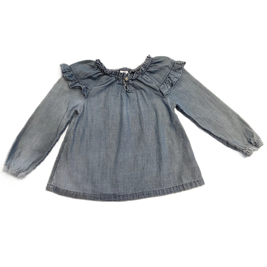 3T Girls Carter's Chambray Shirt w/Ruffled Shoulders