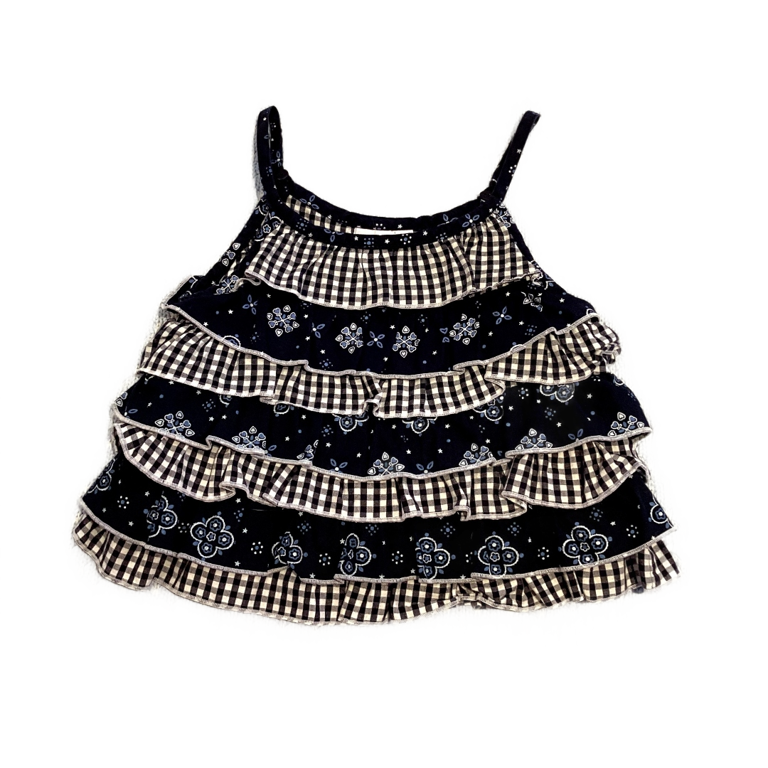 3T Girls Friends Navy Blue Gingham Ruffled Tank Top