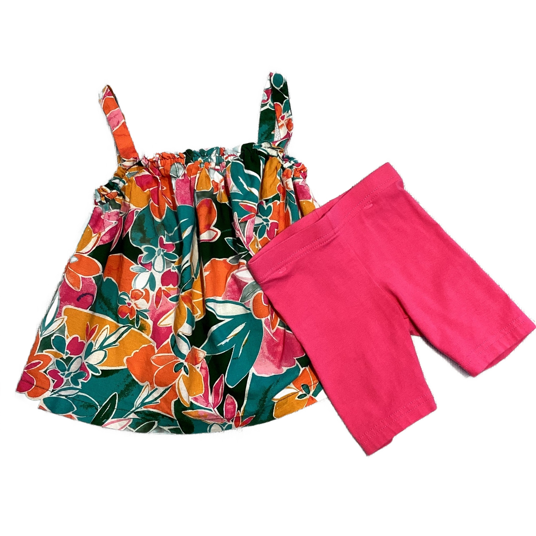 3T Girls Carter's Bold Tropical Tank Top w/Matching Hot Pink Bike Shorts