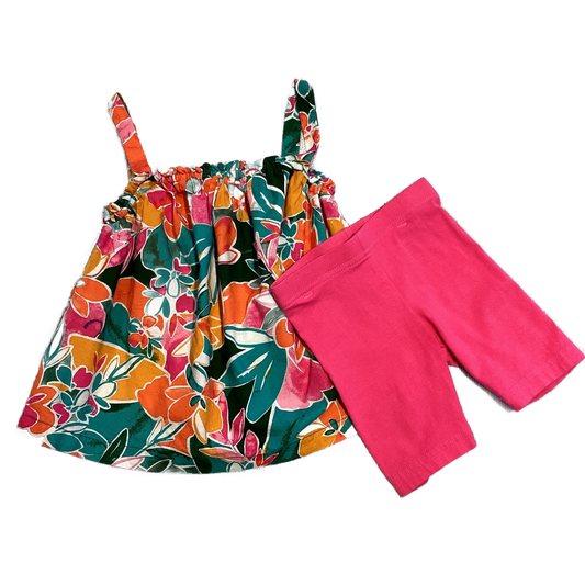 3T Girls Carter's Bold Tropical Tank Top w/Matching Hot Pink Bike Shorts
