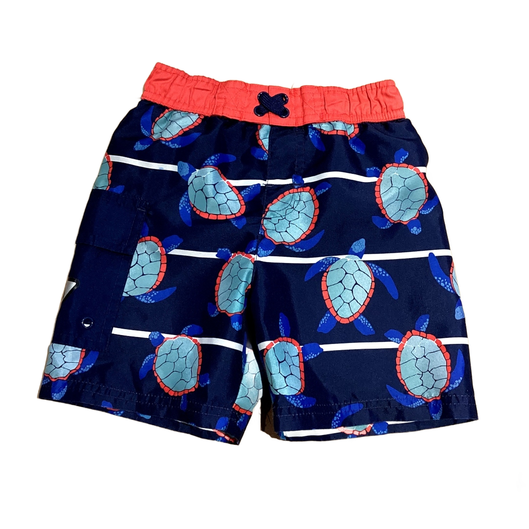 3T Boys Lagoona Red/Navy/Royal Swim Trunks w/Turtles