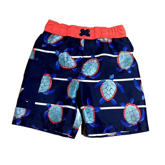 3T Boys Lagoona Red/Navy/Royal Swim Trunks w/Turtles