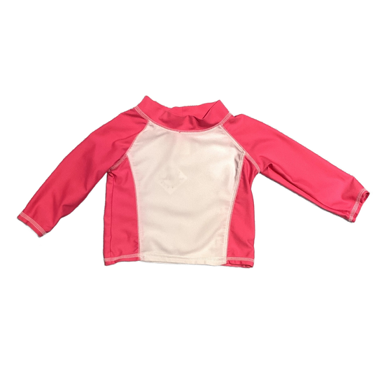0-3 Girls White/Pink Long Sleeve Swim Shirt