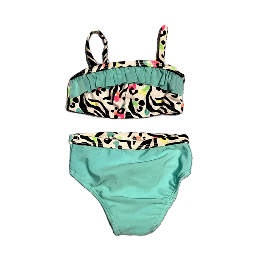 6-9 Girls Op Teal Zebra Print Bikini