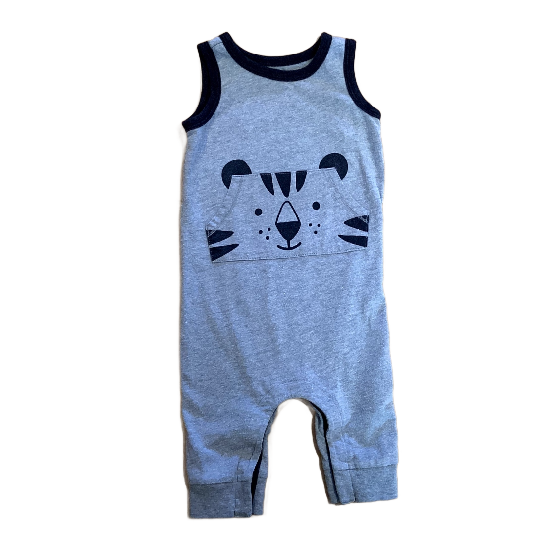 6-12 Boys Old Navy Dark and Light Grey Jumpsuit with Tiger on Pocket
