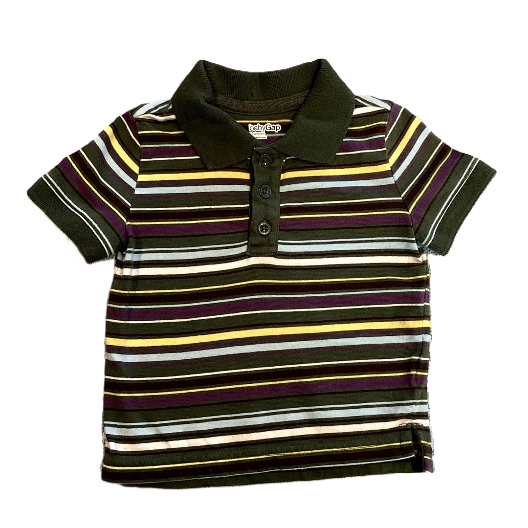 6-12 Boys Baby Gap Army Green and Multi-Colored Striped Polo