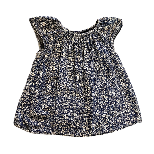 6-12 Girls Gap Distressed Denim Look Dress w/ White Floral Pattern