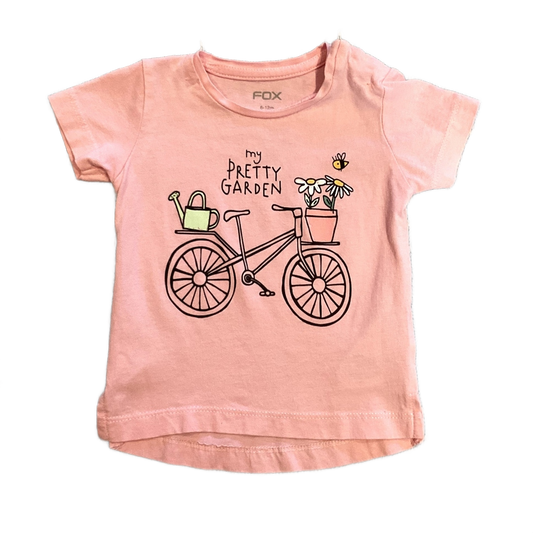 6-12 Girls Fox Light Pink My Pretty Garden T-Shirt, Fox Pink Skirt Match Set