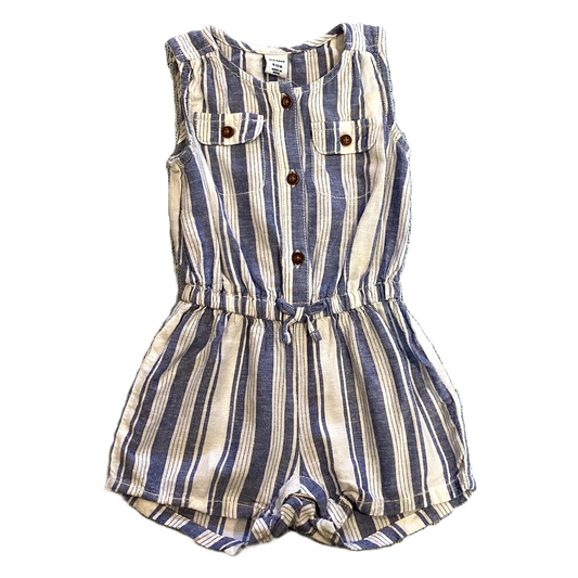 6-12 Girls Old Navy Light Blue and White Vertical Striped Romper