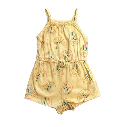 6-12 Girls Old Navy Pastel Yellow Rainbow Patterned Romper