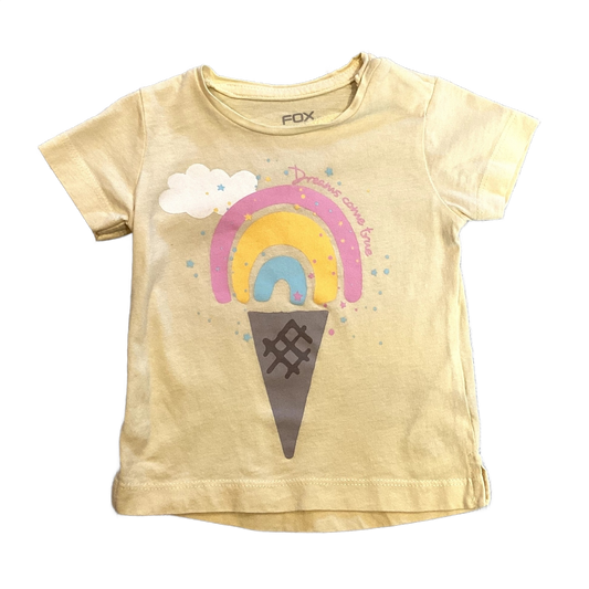 6-12 Girls Fox Pastel Yellow Dreams Come True T-Shirt