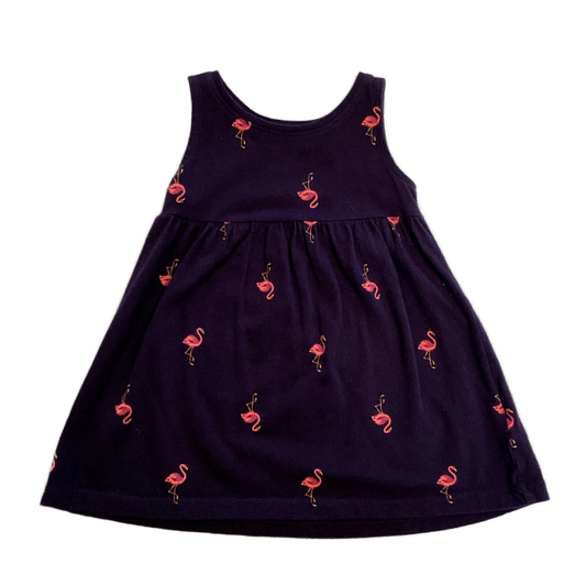 6-12 Girls Old Navy Navy Blue and Pink Flamingo Printed Dress