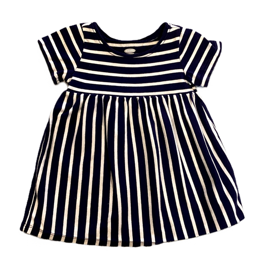 6-12 Girls Old Navy Navy Blue and White Striped Dress
