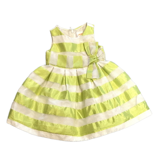 6-12 Girls Gymboree White and Neon Green Formal Dress w/Bow