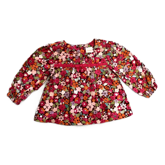 6-12 Girls Gymboree Maroon and Pink Multi-Colored Floral Blouse