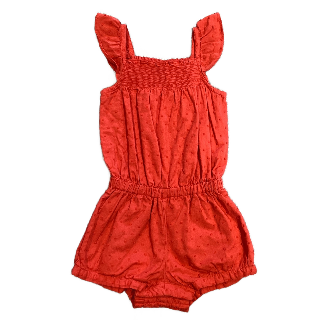 6-12 Girls Old Navy Coral Boucle Romper w/Ruffle Sleeves