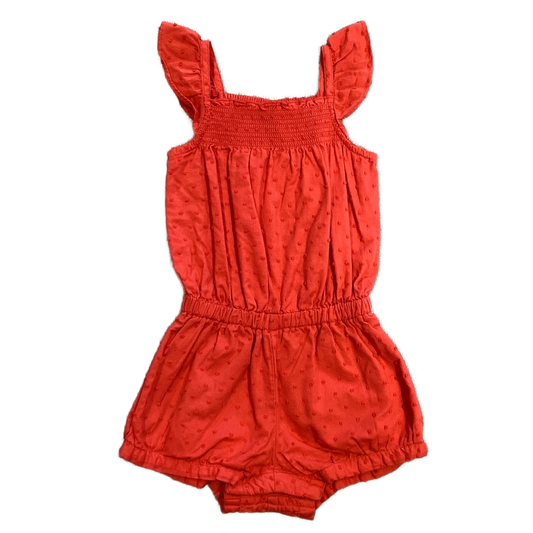 6-12 Girls Old Navy Coral Boucle Romper w/Ruffle Sleeves