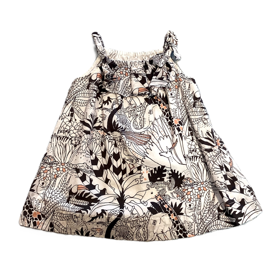 6-12 Girls Baby Gap White and Black w/Peach Accent Animal Patterned Dress