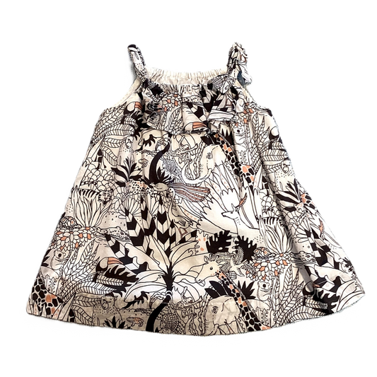 6-12 Girls Baby Gap White and Black w/Peach Accent Animal Patterned Dress