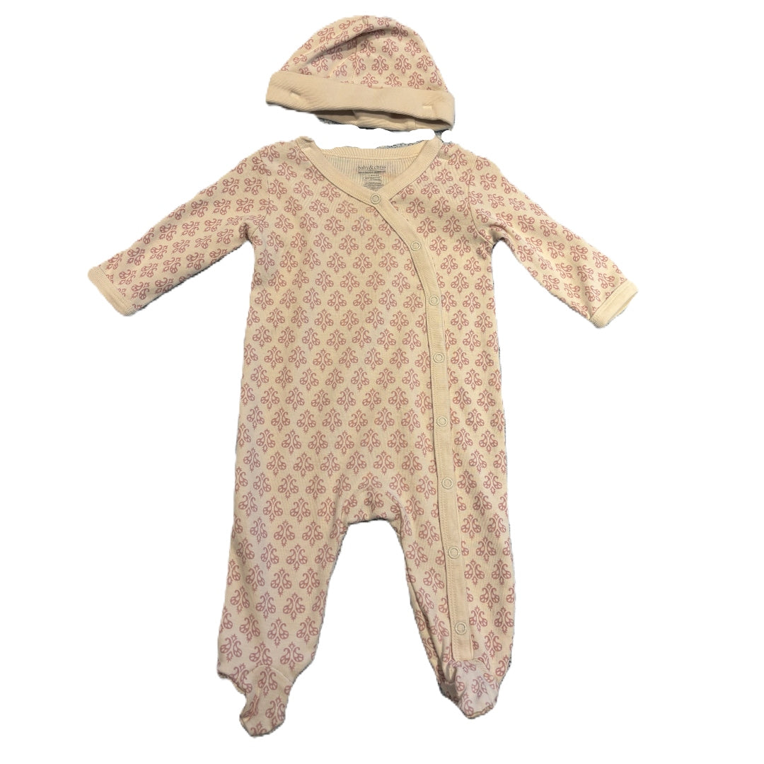 3-6 Girls Baby & Child Pink Patterned Onesie with Matching Hat