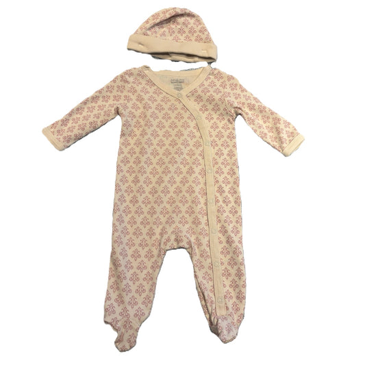 3-6 Girls Baby & Child Pink Patterned Onesie with Matching Hat