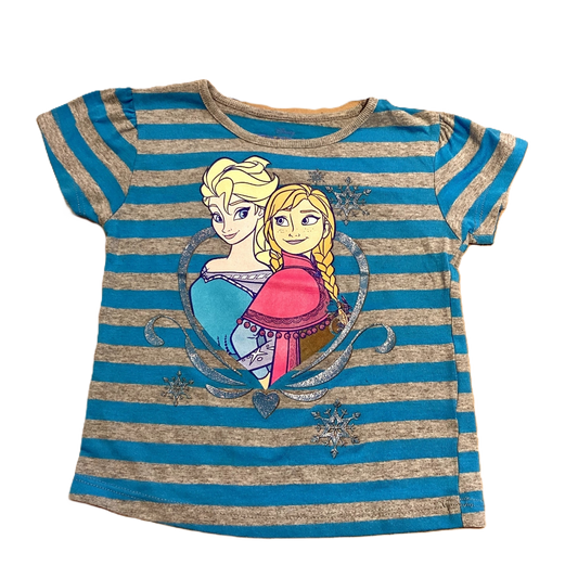 2T Girls Disney Frozen Gray/Blue Stripe Shirt w/Girls