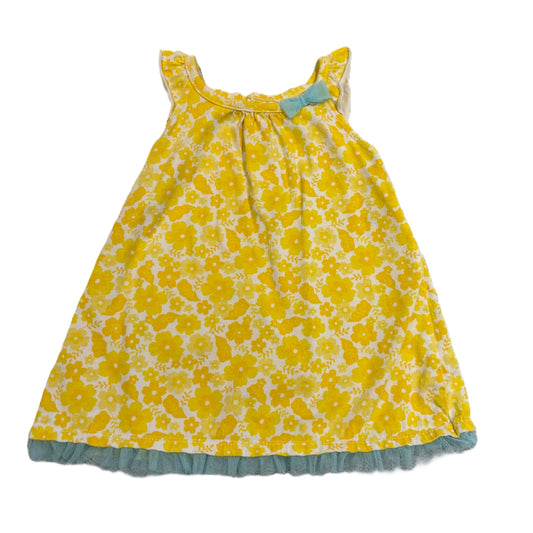3-6 Girls Child of Mine Yellow Floral Dress with Blue Bow