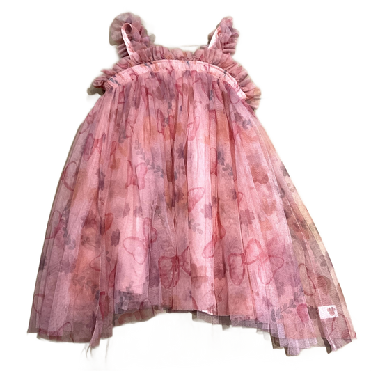 2T Girls Disney Minnie Dusty Rose Organza Overlay Dress