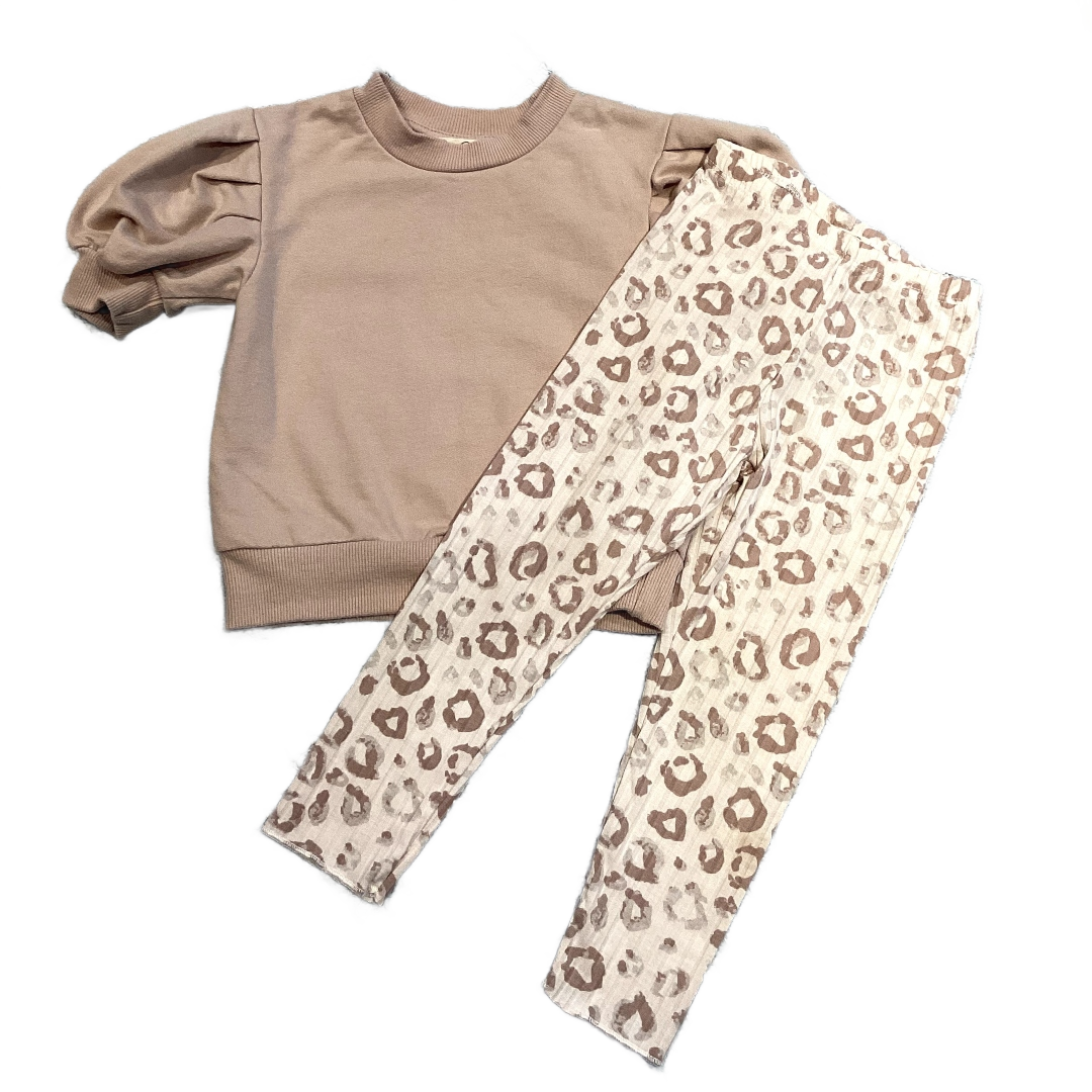 2T Girls Jessica Simpson Taupe Lightweight Sweatshirt, Matching Leggings