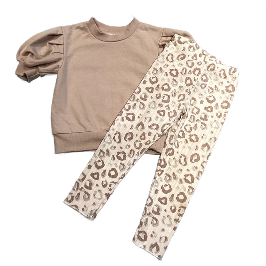 2T Girls Jessica Simpson Taupe Lightweight Sweatshirt, Matching Leggings