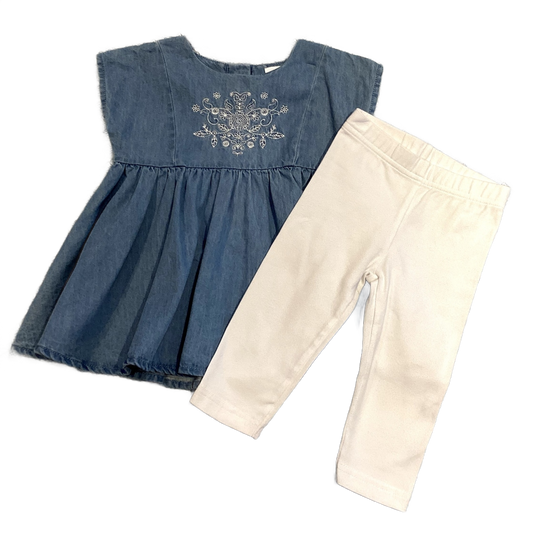 2T Girls Artisan Chambray Blouse w/Embroidered Chest, Carter's Capris
