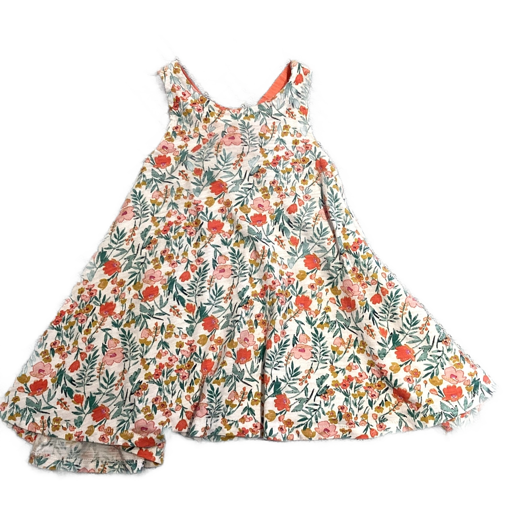 2T Girls Old Navy White Floral Swing Dress w/Orange Straps