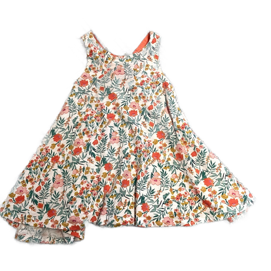 2T Girls Old Navy White Floral Swing Dress w/Orange Straps