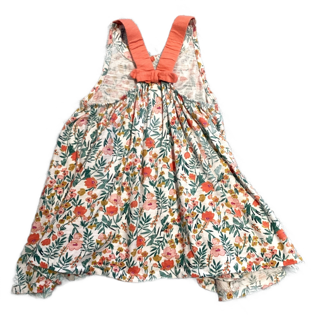 2T Girls Old Navy White Floral Swing Dress w/Orange Straps